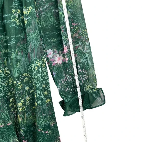 Ted Baker Verdant Garden Floral Print Sheer Long Sleeve Ruffle Mini Dress